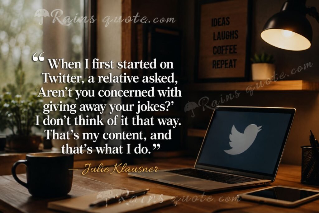 “When I first started on Twitter, a relative asked, 'Aren't you concerned with giving away your jokes?' I don't think of it that way. That's my content, and that's what I do.”