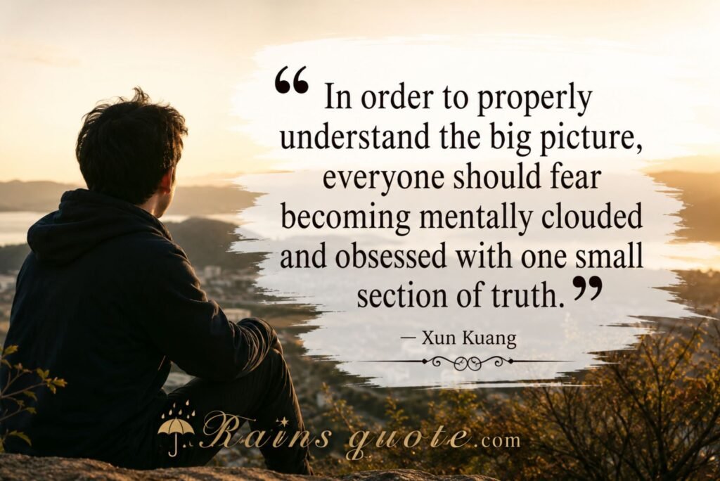 “In order to properly understand the big picture, everyone should fear becoming mentally clouded and obsessed with one small section of truth.”