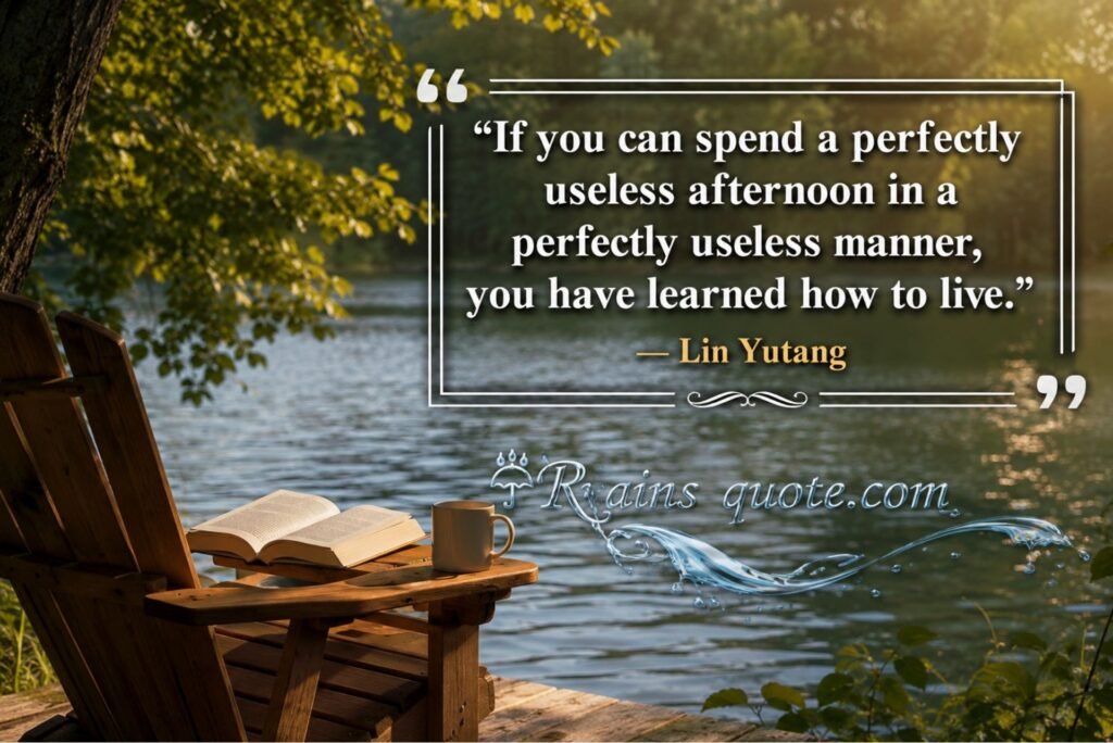 If you can spend a perfectly useless afternoon in a perfectly useless manner, you have learned how to live.”