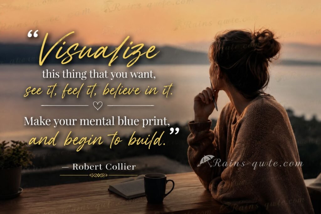 “Visualize this thing that you want, see it, feel it, believe in it. Make your mental blue print, and begin to build.”
