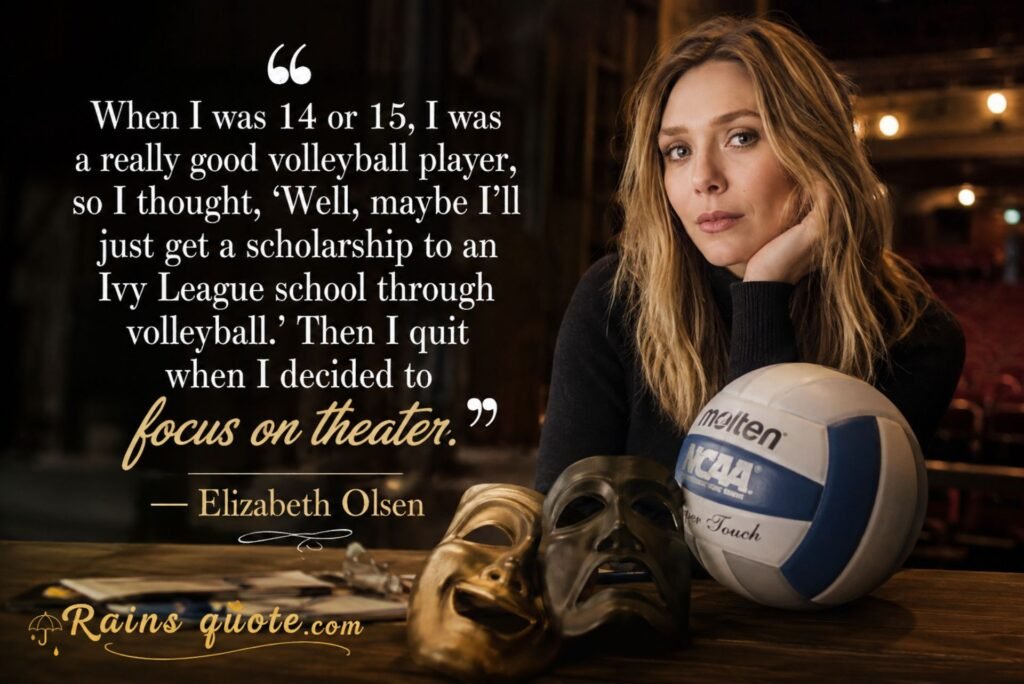 “When I was 14 or 15, I was a really good volleyball player, so I thought, 'Well, maybe I'll just get a scholarship to an Ivy League school through volleyball.' Then I quit when I decided to focus on theater.”