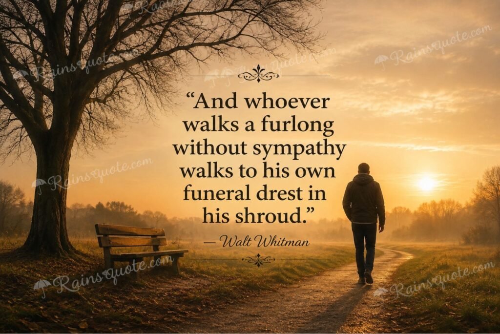  “And whoever walks a furlong without sympathy walks to his own funeral drest in his shroud.”