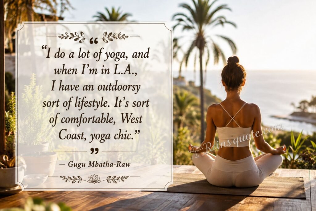 “I do a lot of yoga, and when I'm in L.A., I have an outdoorsy sort of lifestyle. It's sort of comfortable, West Coast, yoga chic.”