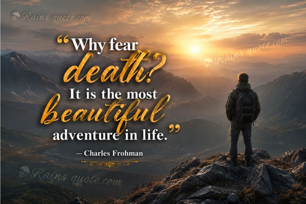 “Why fear death? It is the most beautiful adventure in life.”