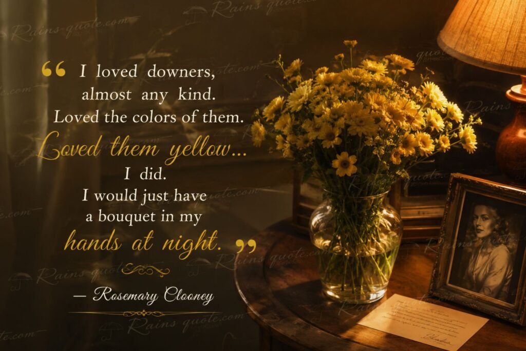 “I loved downers, almost any kind. Loved the colors of them. Loved them yellow... I did. I would just have a bouquet in my hands at night.”