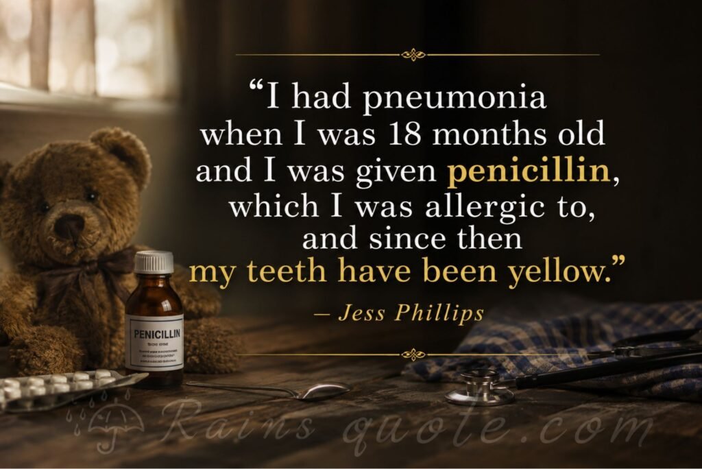 “I had pneumonia when I was 18 months old and I was given penicillin, which I was allergic to, and since then my teeth have been yellow.”