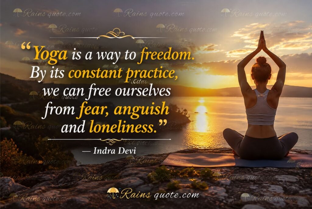 “Yoga is a way to freedom. By its constant practice, we can free ourselves from fear, anguish and loneliness.”