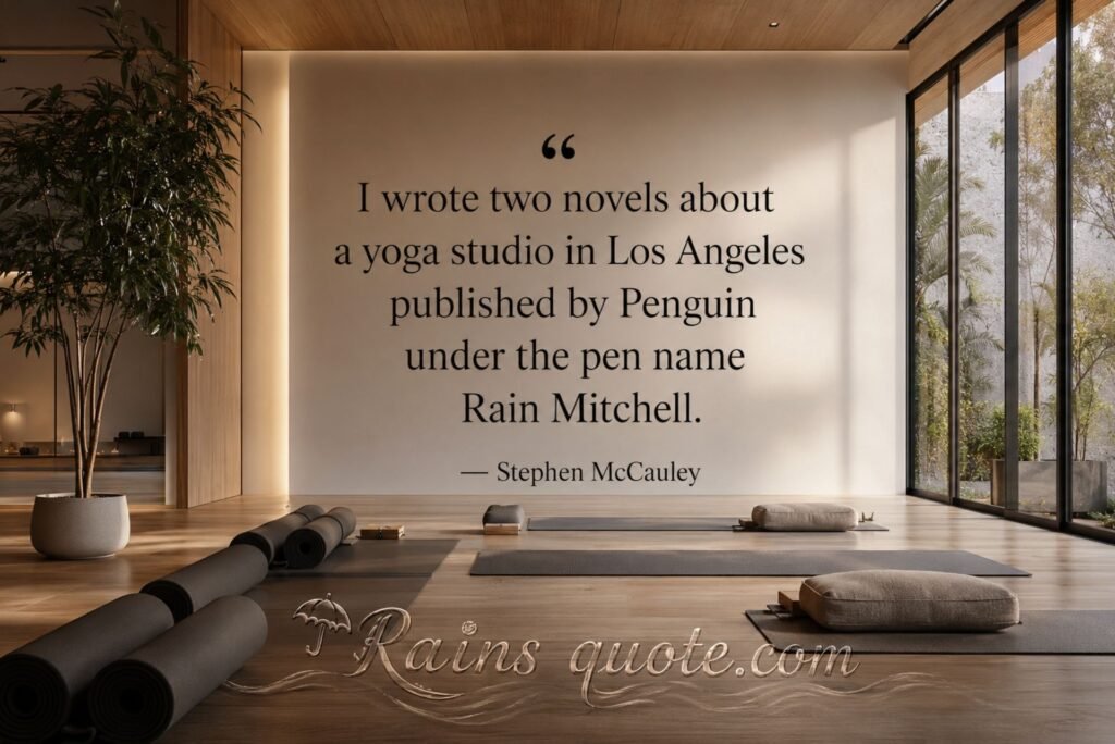 “I wrote two novels about a yoga studio in Los Angeles published by Penguin under the pen name Rain Mitchell.”