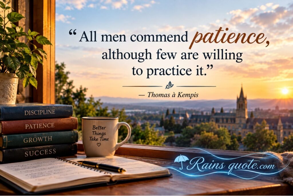 “All men commend patience, although few are willing to practice it.”