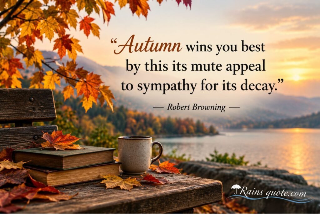 “Autumn wins you best by this its mute appeal to sympathy for its decay.”