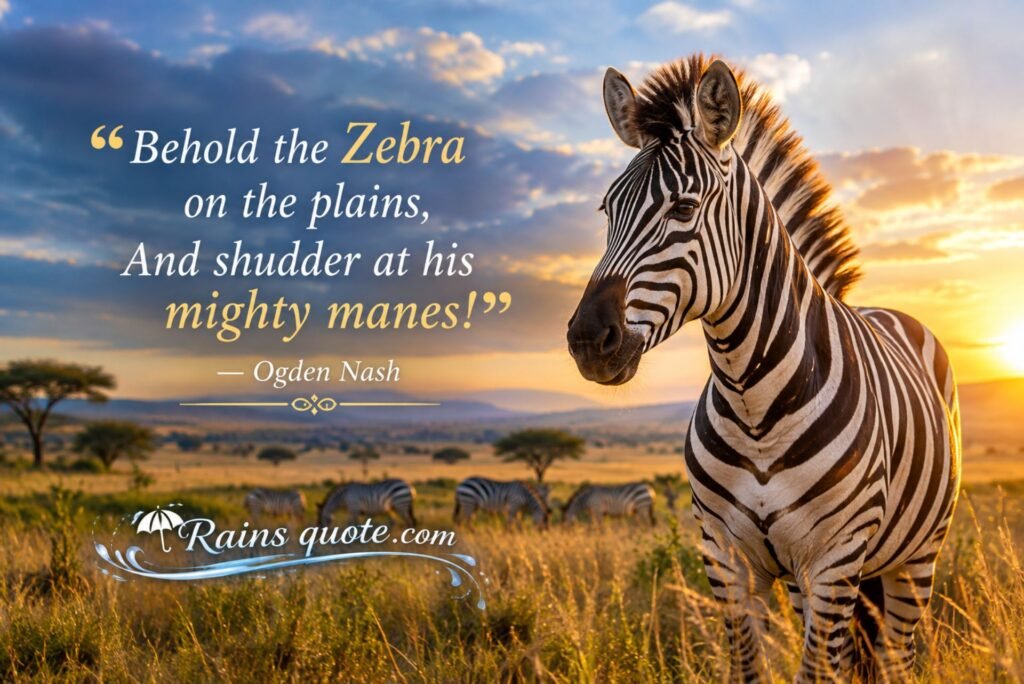 “Behold the Zebra on the plains, And shudder at his mighty manes!”