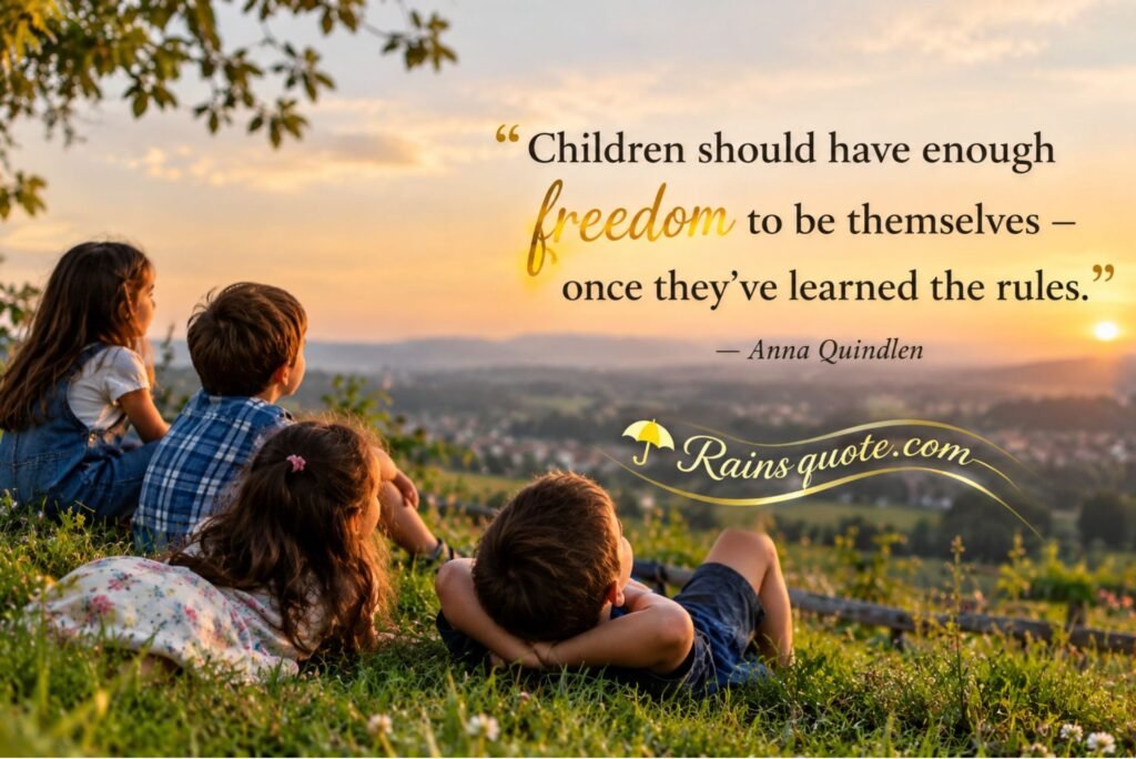 “Children should have enough freedom to be themselves - once they've learned the rules.”