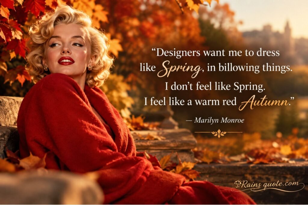 “Designers want me to dress like Spring, in billowing things. I don't feel like Spring. I feel like a warm red Autumn.”