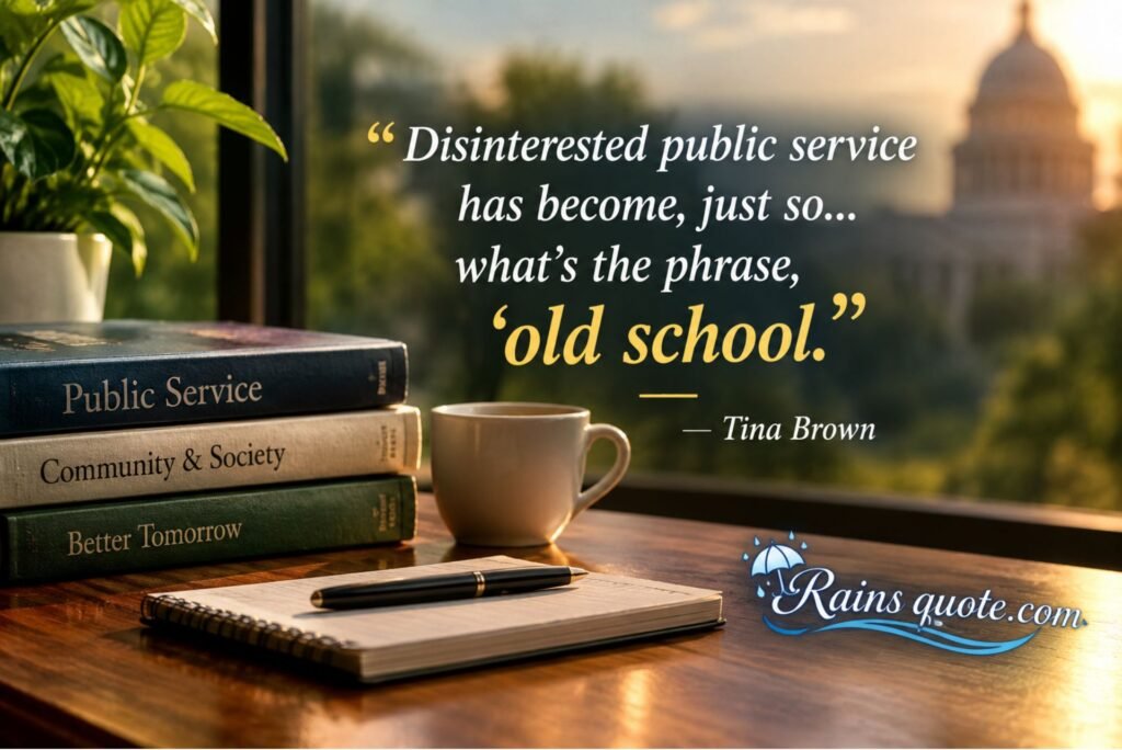 “Disinterested public service has become, just so... what's the phrase, 'old school.'”
