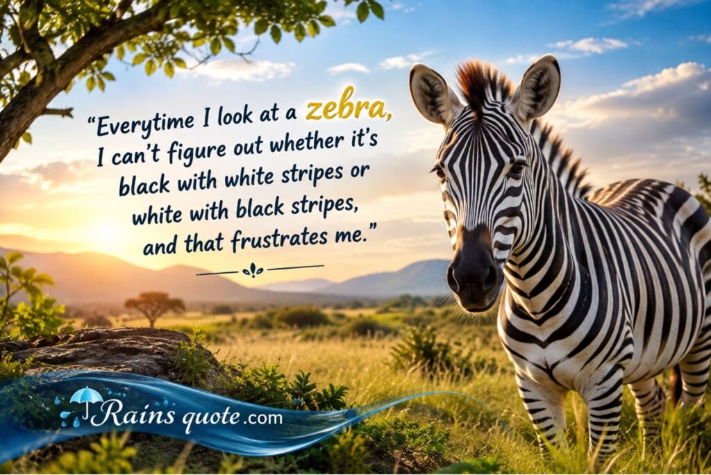 “Everytime I look at a zebra, I can't figure out whether it's black with white stripes or white with black stripes, and that frustrates me.”