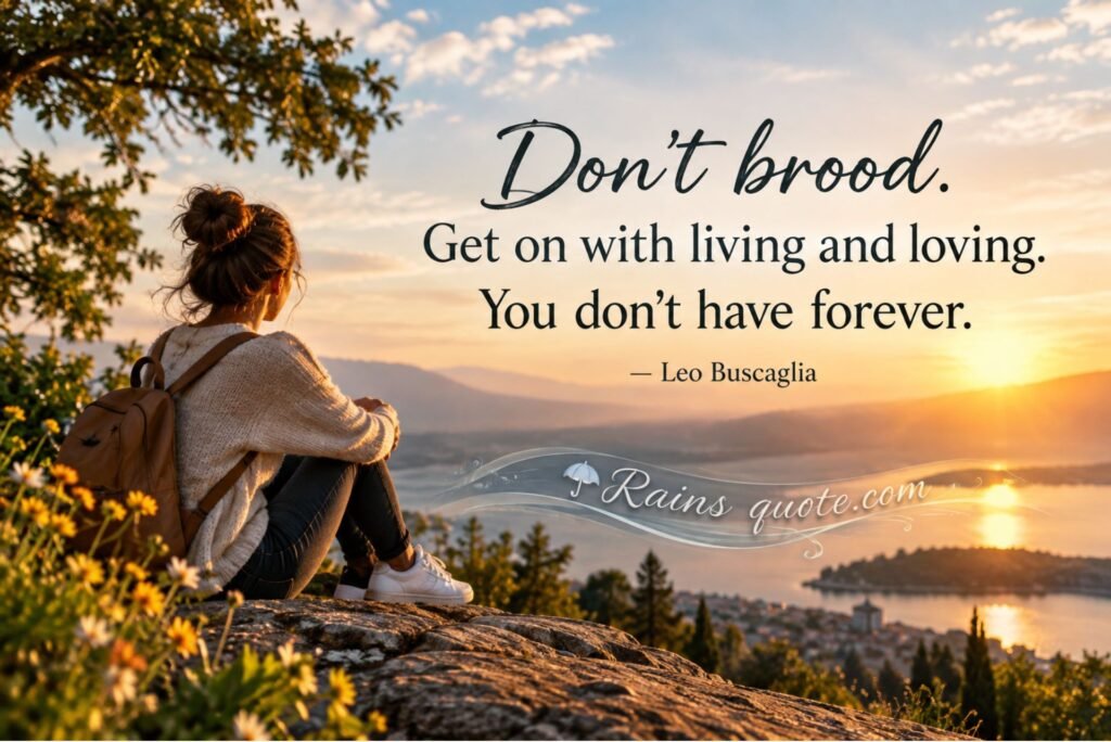 “Don't brood. Get on with living and loving. You don't have forever.”