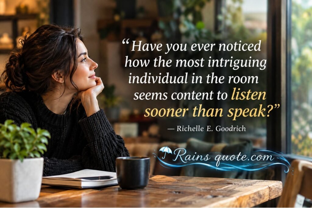 “Have you ever noticed how the most intriguing individual in the room seems content to listen sooner than speak?”