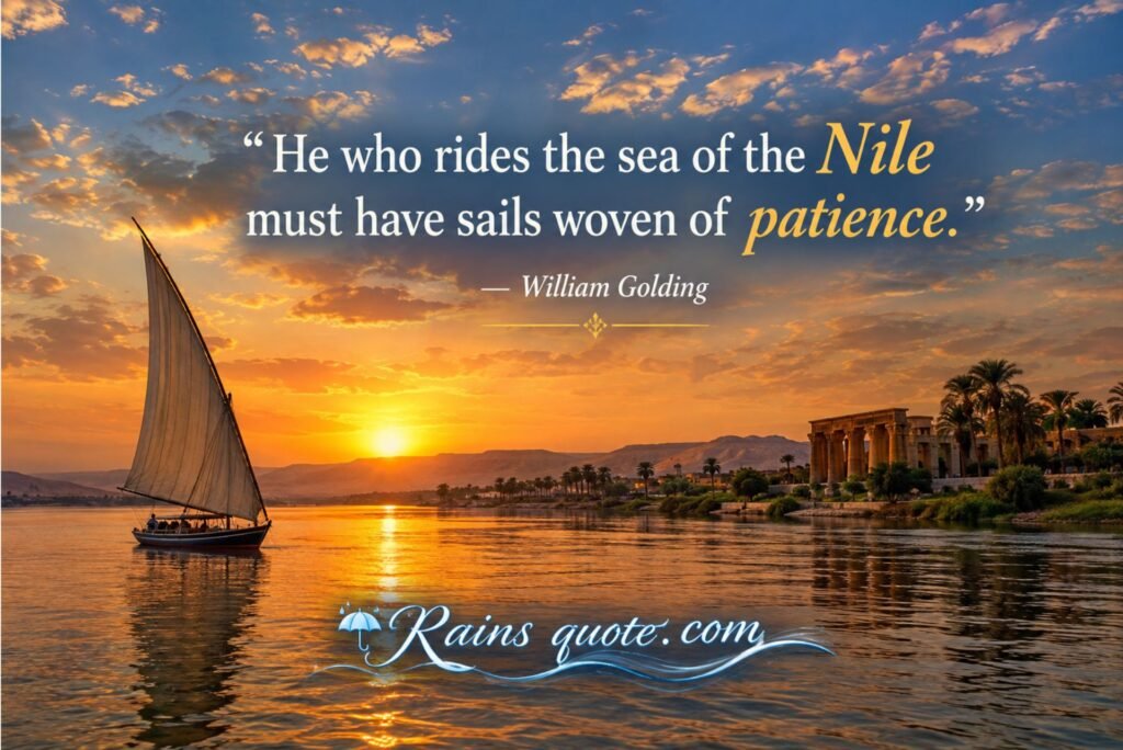 “He who rides the sea of the Nile must have sails woven of patience.”