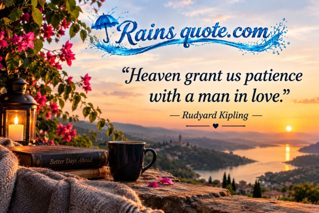 “Heaven grant us patience with a man in love.”