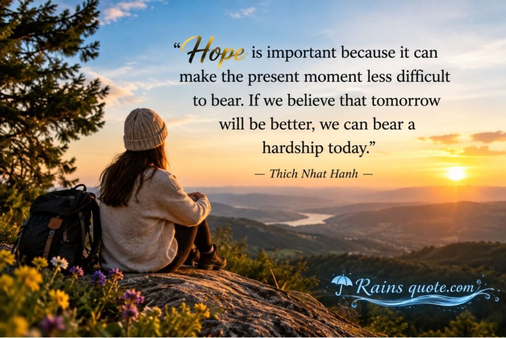 “Hope is important because it can make the present moment less difficult to bear. If we believe that tomorrow will be better, we can bear a hardship today.”