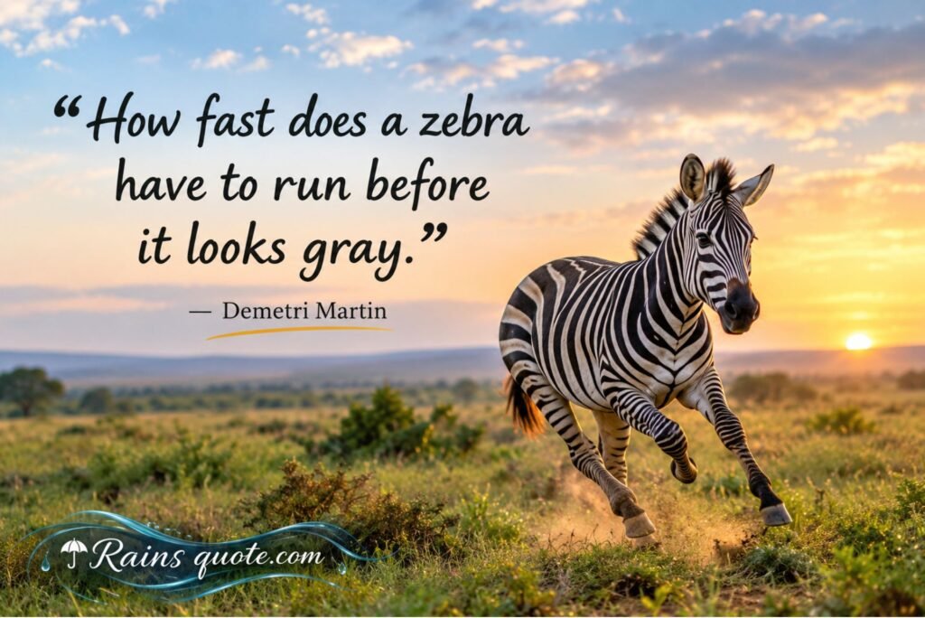 “How fast does a zebra have to run before it looks gray.”