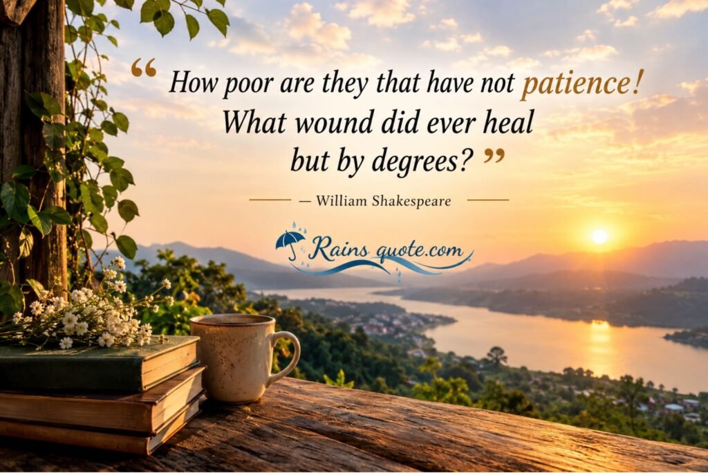 “How poor are they that have not patience! What wound did ever heal but by degrees?”