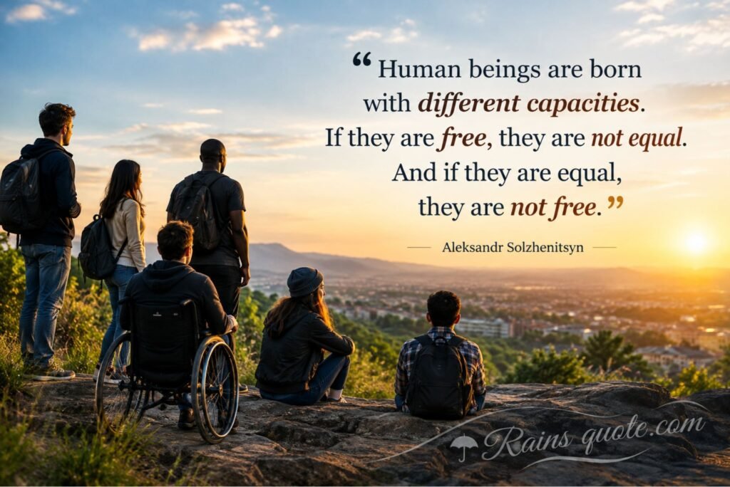 “Human beings are born with different capacities. If they are free, they are not equal. And if they are equal, they are not free.”