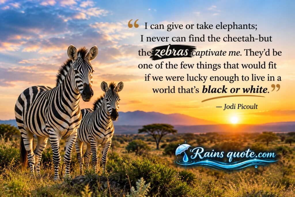 “I can give or take elephants; I never can find the cheetah-but the zebras captivate me. They'd be one of the few things that would fit if we were lucky enough to live in a world that's black or white.”