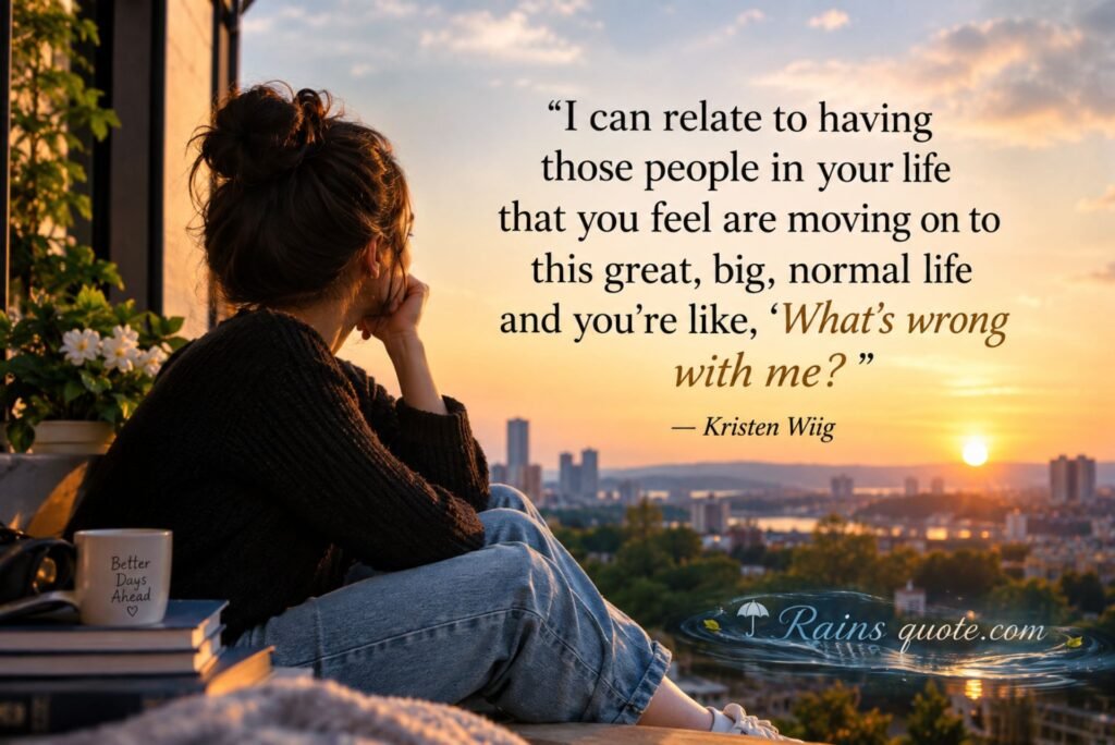 “I can relate to having those people in your life that you feel are moving on to this great, big, normal life and you're like, 'What's wrong with me?'”
