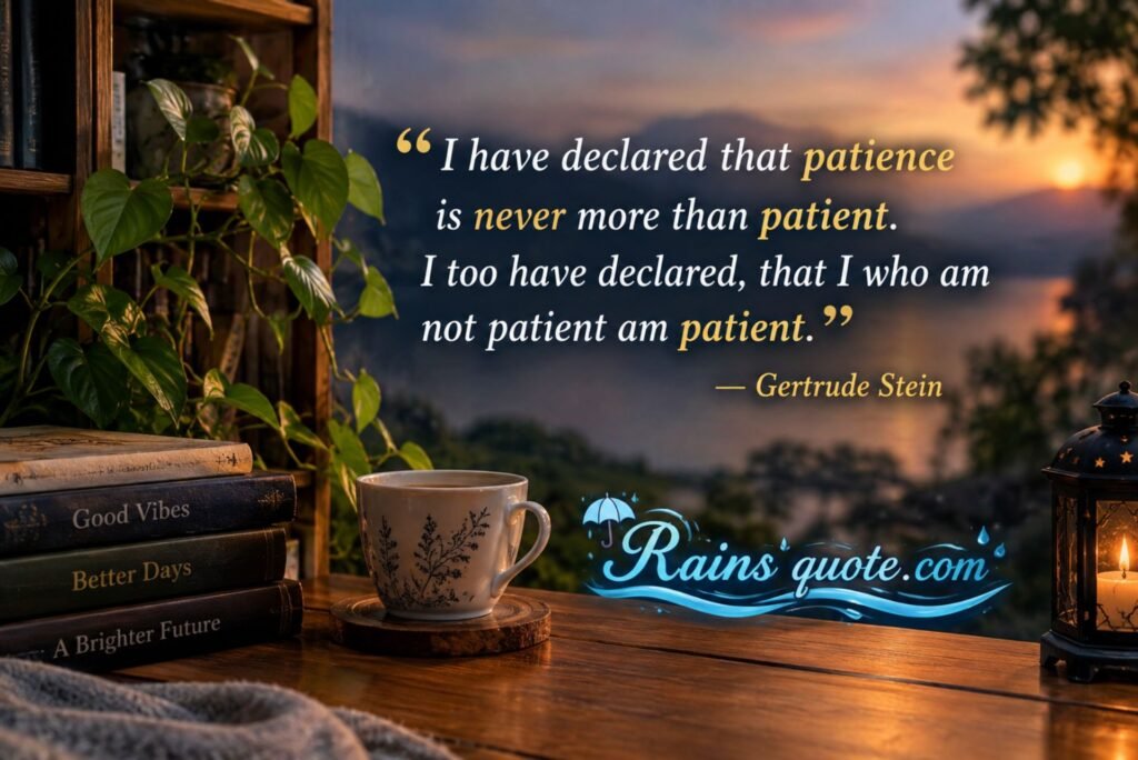 “I have declared that patience is never more than patient. I too have declared, that I who am not patient am patient.”