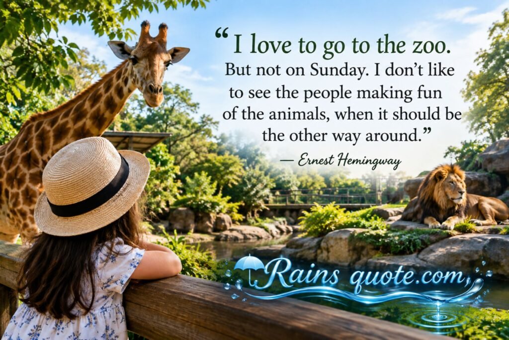 “I love to go to the zoo. But not on Sunday. I don't like to see the people making fun of the animals, when it should be the other way around.”