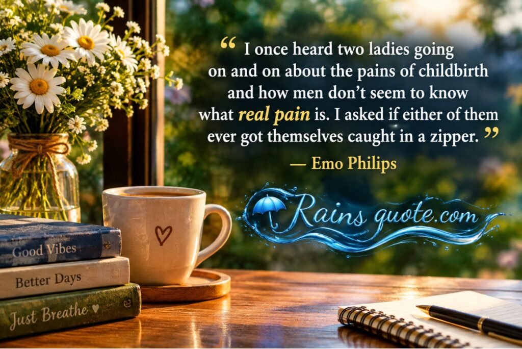 “I once heard two ladies going on and on about the pains of childbirth and how men don't seem to know what real pain is. I asked if either of them ever got themselves caught in a zipper.”