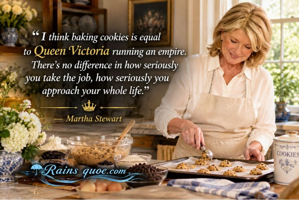 “I think baking cookies is equal to Queen Victoria running an empire. There's no difference in how seriously you take the job, how seriously you approach your whole life.”