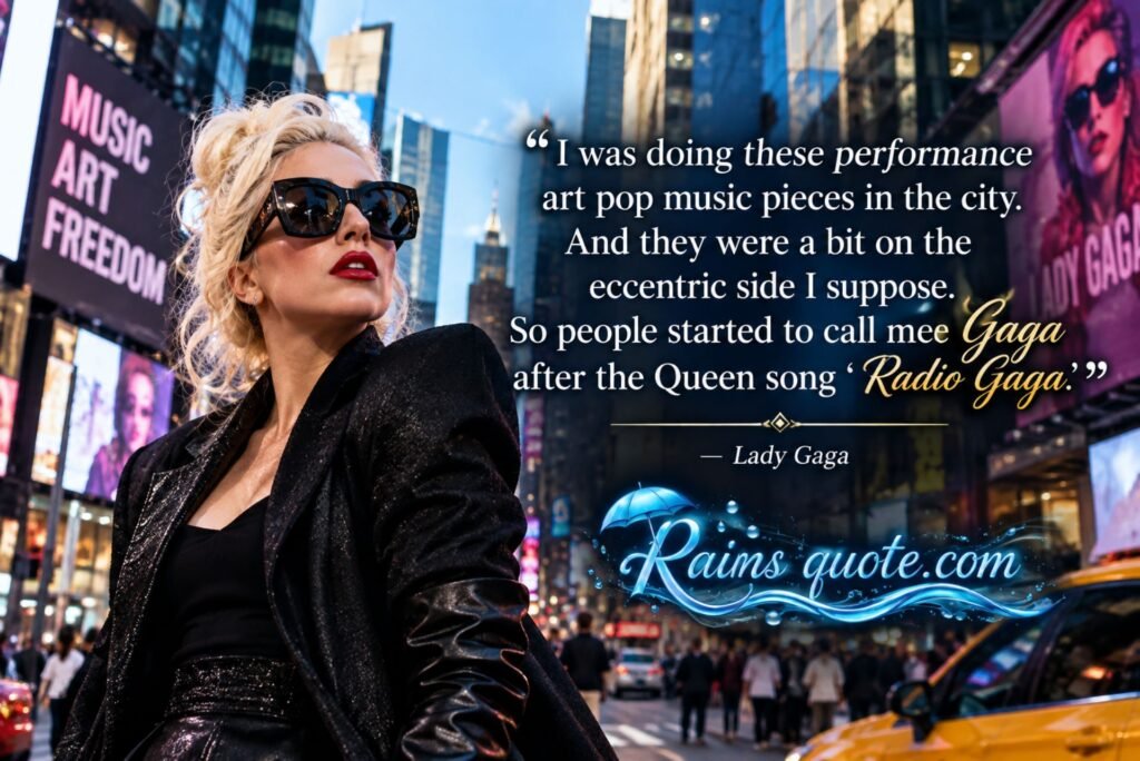 “I was doing these performance art pop music pieces in the city. And they were a bit on the eccentric side I suppose. So people started to call me Gaga after the Queen song 'Radio Gaga.'”