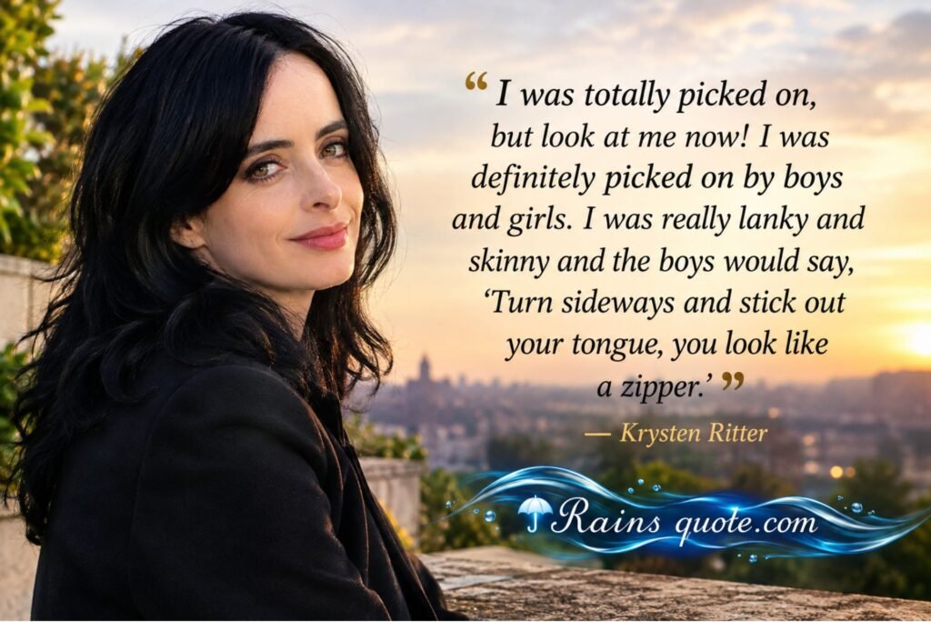 “I was totally picked on, but look at me now! I was definitely picked on by boys and girls. I was really lanky and skinny and the boys would say, 'Turn sideways and stick out your tongue, you look like a zipper.'”