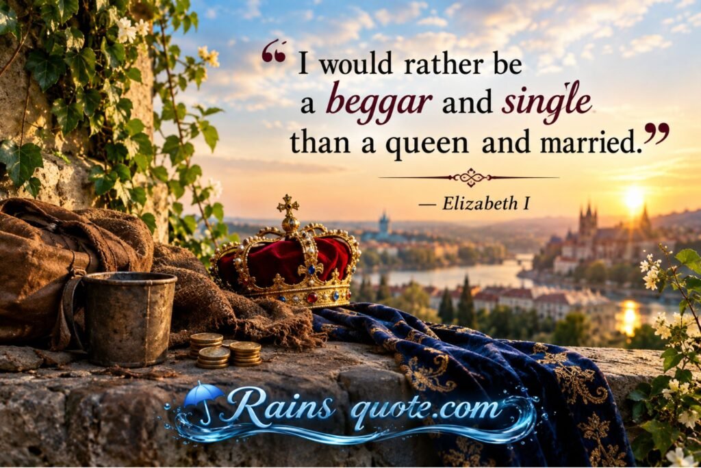 I would rather be a beggar and single than a queen and married.”