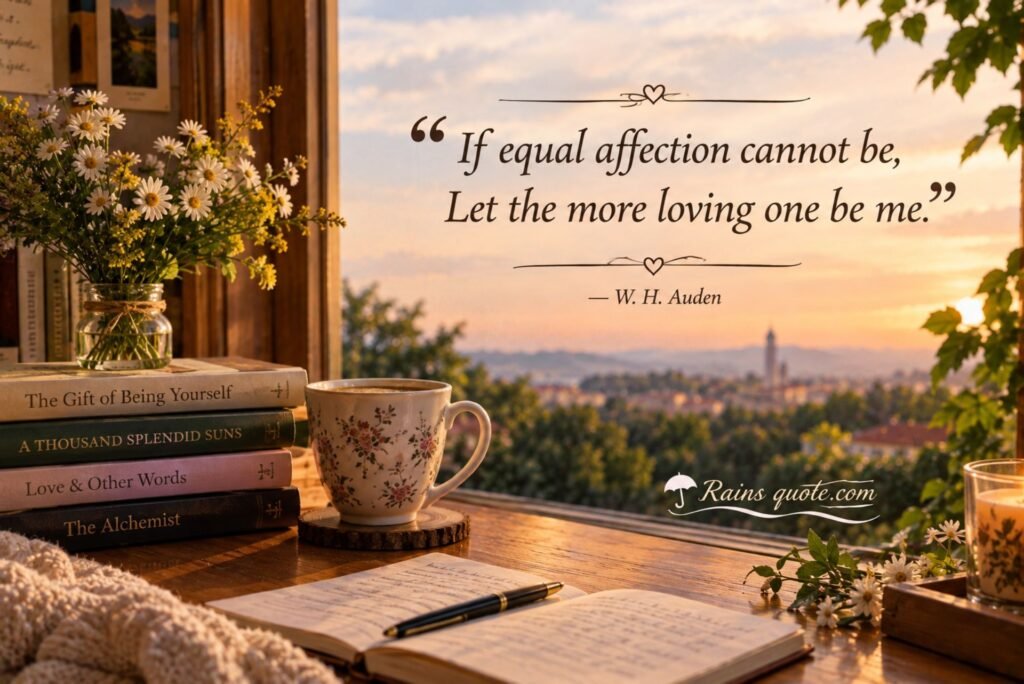 “If equal affection cannot be,
 Let the more loving one be me.”