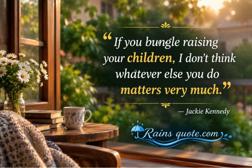 “If you bungle raising your children, I don't think whatever else you do matters very much.”