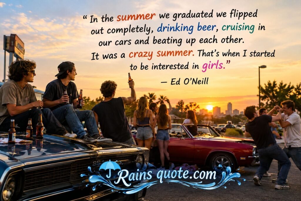 “In the summer we graduated we flipped out completely, drinking beer, cruising in our cars and beating up each other. It was a crazy summer. That's when I started to be interested in girls.”