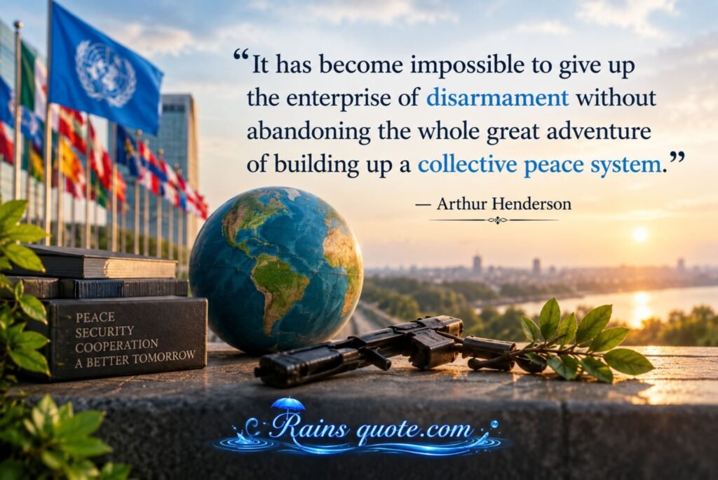 “It has become impossible to give up the enterprise of disarmament without abandoning the whole great adventure of building up a collective peace system.”