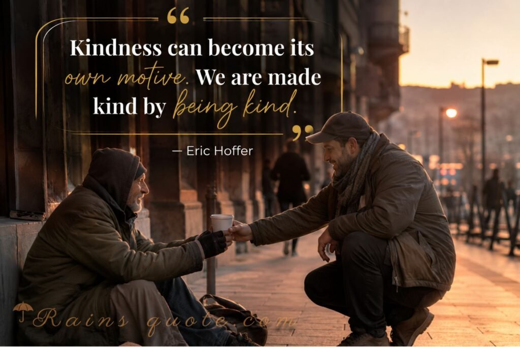 “Kindness can become its own motive. We are made kind by being kind.”
