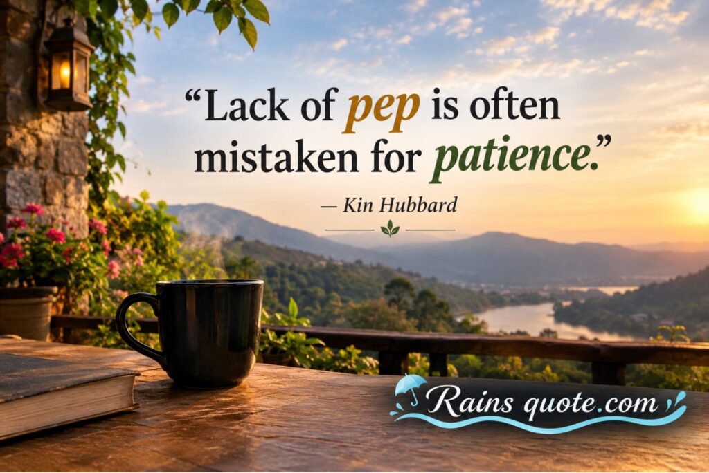 “Lack of pep is often mistaken for patience.”