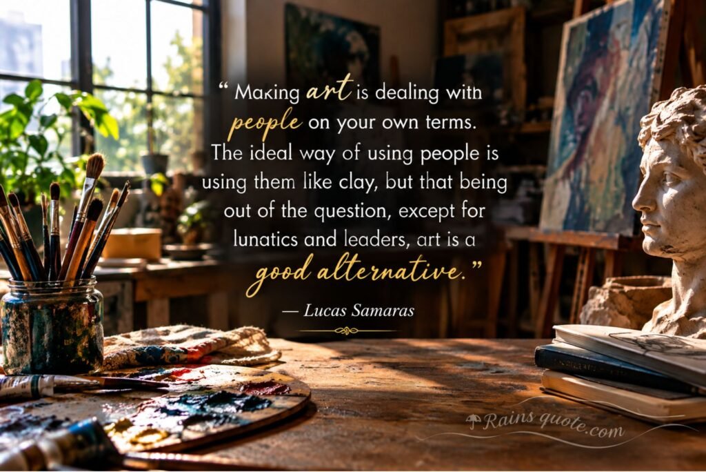 “Making art is dealing with people on your own terms. The ideal way of using people is using them like clay, but that being out of the question, except for lunatics and leaders, art is a good alternative.”