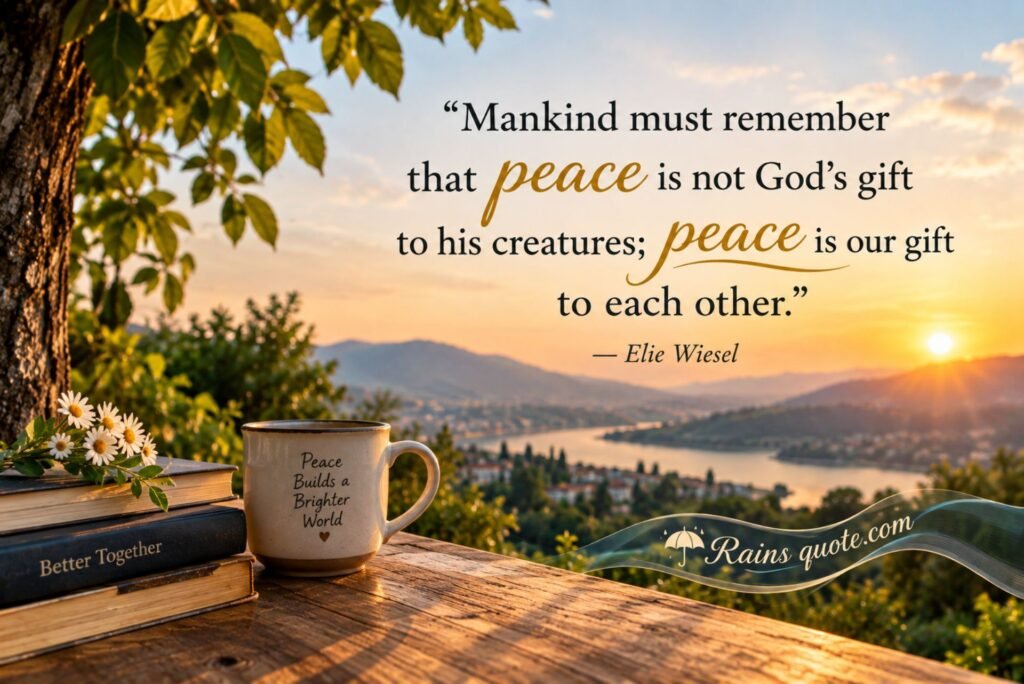 “Mankind must remember that peace is not God's gift to his creatures; peace is our gift to each other.”