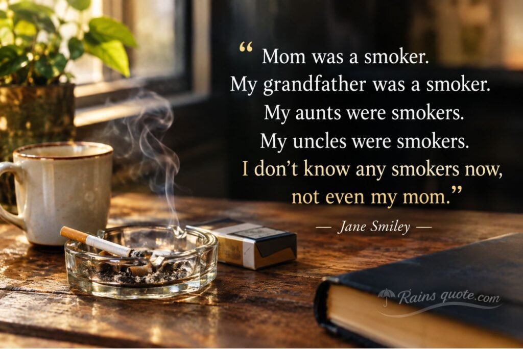 “Mom was a smoker. My grandfather was a smoker. My aunts were smokers. My uncles were smokers. I don't know any smokers now, not even my mom.”