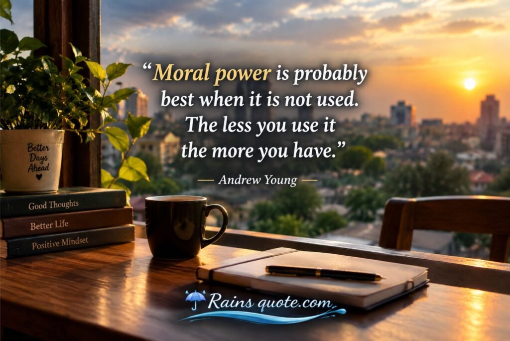 “Moral power is probably best when it is not used. The less you use it the more you have.”