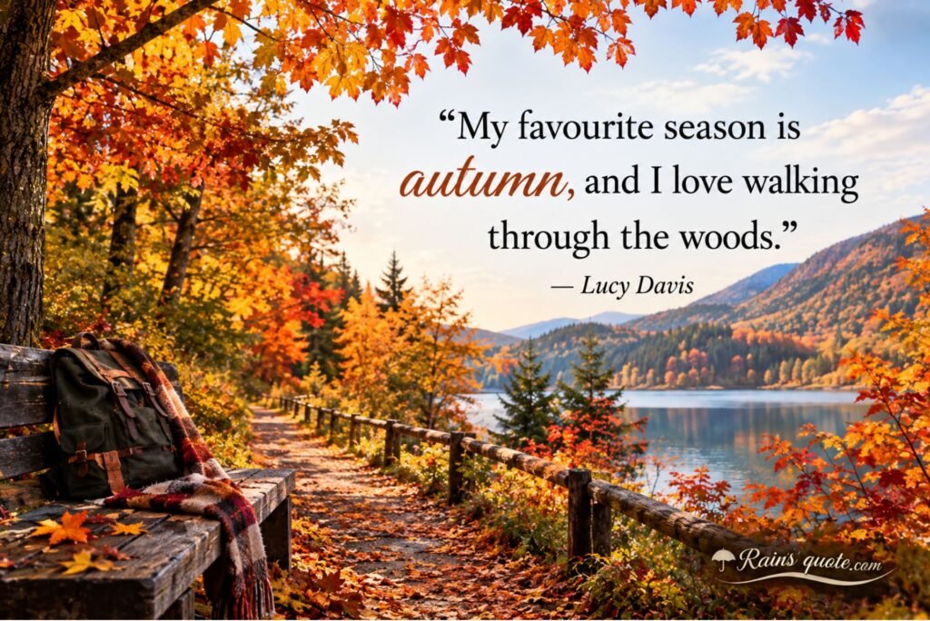“My favourite season is autumn, and I love walking through the woods.”