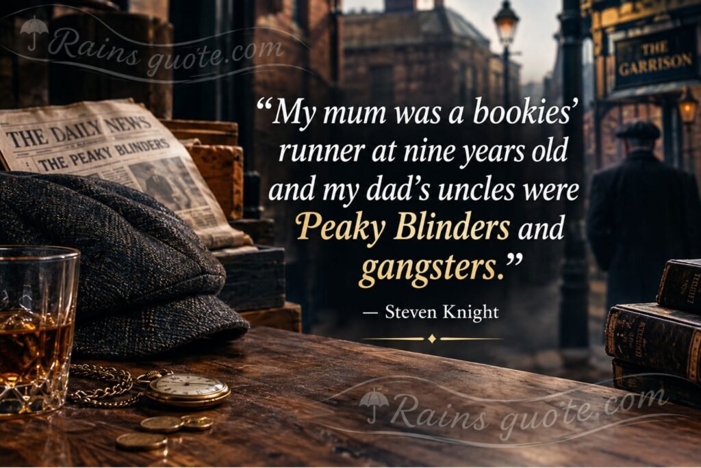 “My mum was a bookies' runner at nine years old and my dad's uncles were Peaky Blinders and gangsters.”