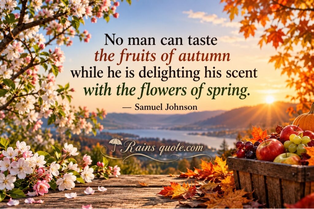 “No man can taste the fruits of autumn while he is delighting his scent with the flowers of spring.”