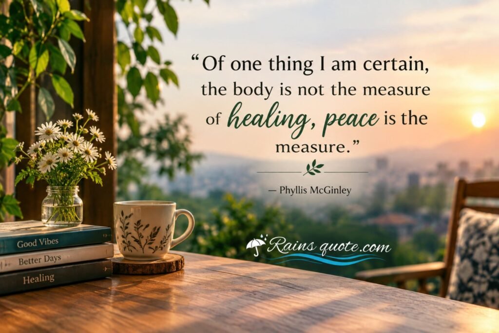 “Of one thing I am certain, the body is not the measure of healing, peace is the measure.”